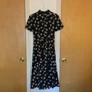 Roolee Black Floral Midi Dress